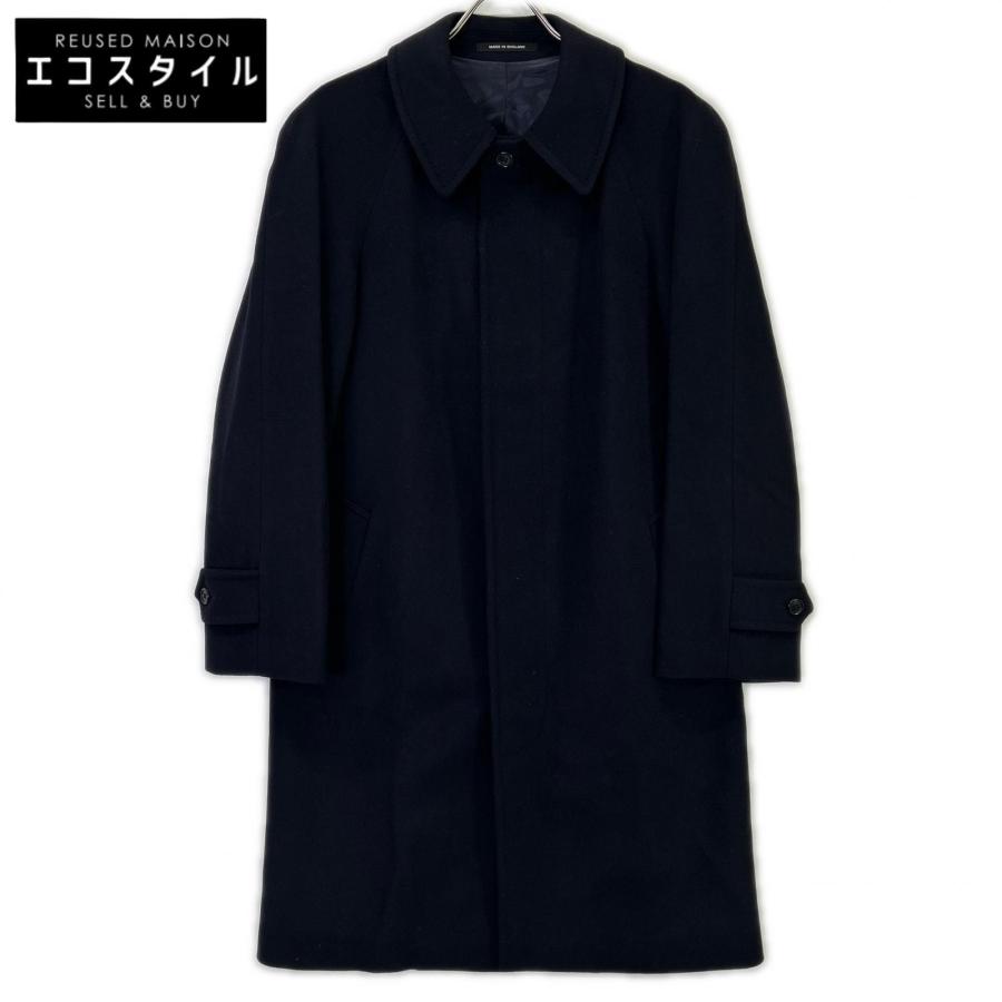 BEAMS F ビームスエフ ネイビー カシミヤ35% バルカラー ステンカラー