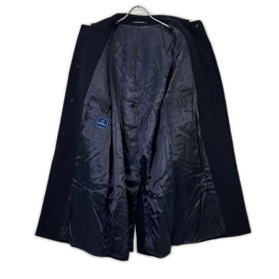 BEAMS F ビームスエフ ネイビー カシミヤ35% バルカラー ステンカラー