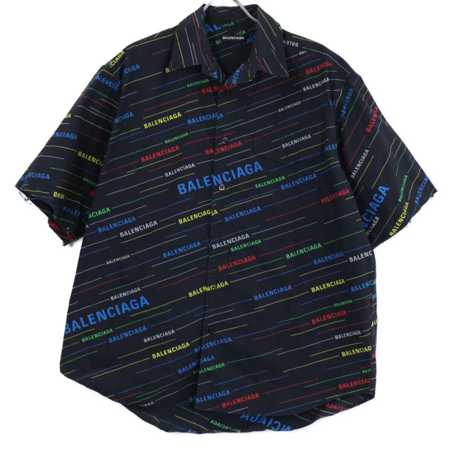 BALENCIAGA（バレンシアガ） 国内正規/ 556860 総ロゴ 半袖シャツ 38