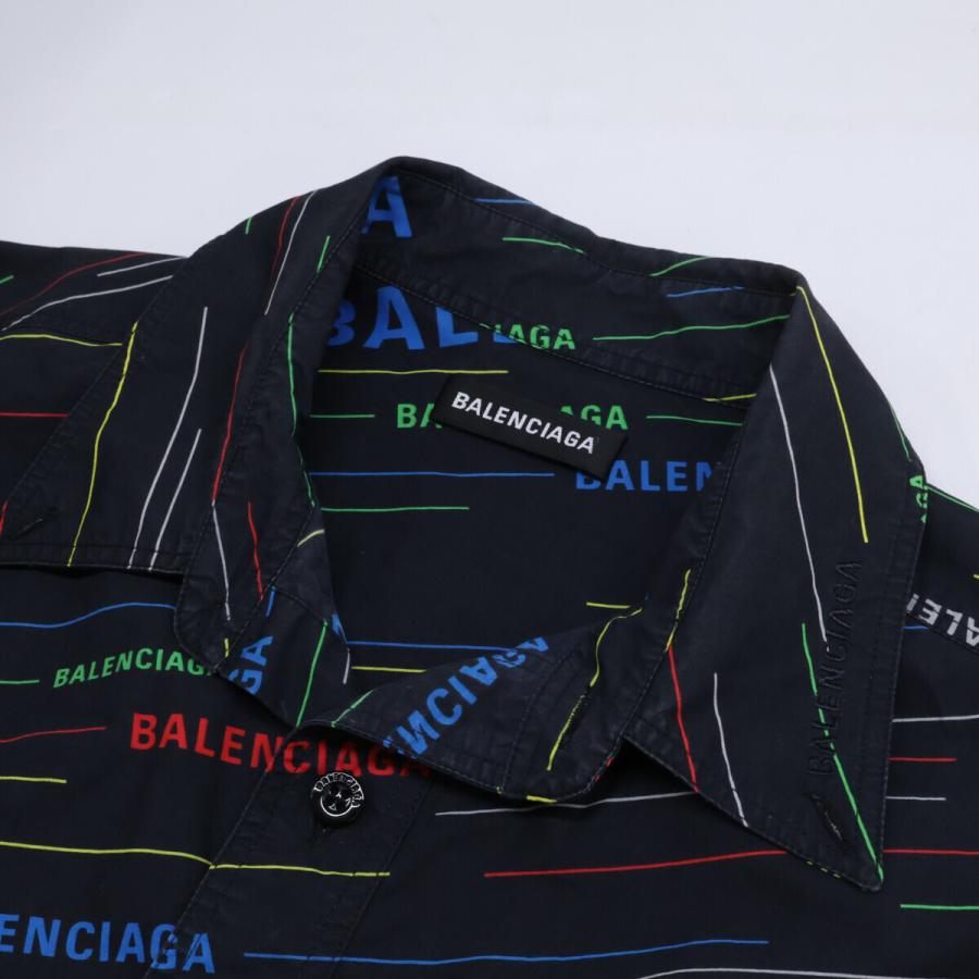 BALENCIAGA（バレンシアガ） 国内正規/ 556860 総ロゴ 半袖シャツ 38