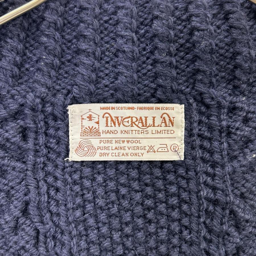 INVERALLAN インバーアラン 90'sタグ ネイビー 3Aランバーカーディガン ネイビー トップス ウール メンズ 中古の画像