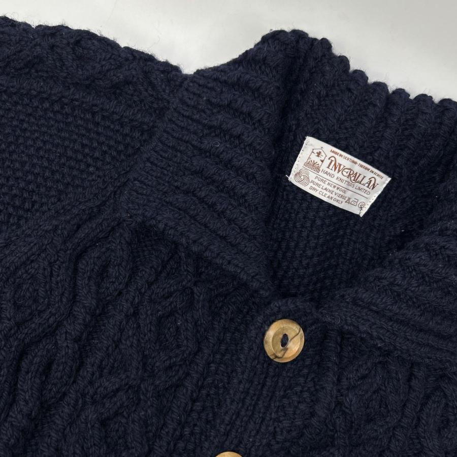 INVERALLAN インバーアラン 90'sタグ ネイビー 3Aランバーカーディガン ネイビー トップス ウール メンズ 中古の画像