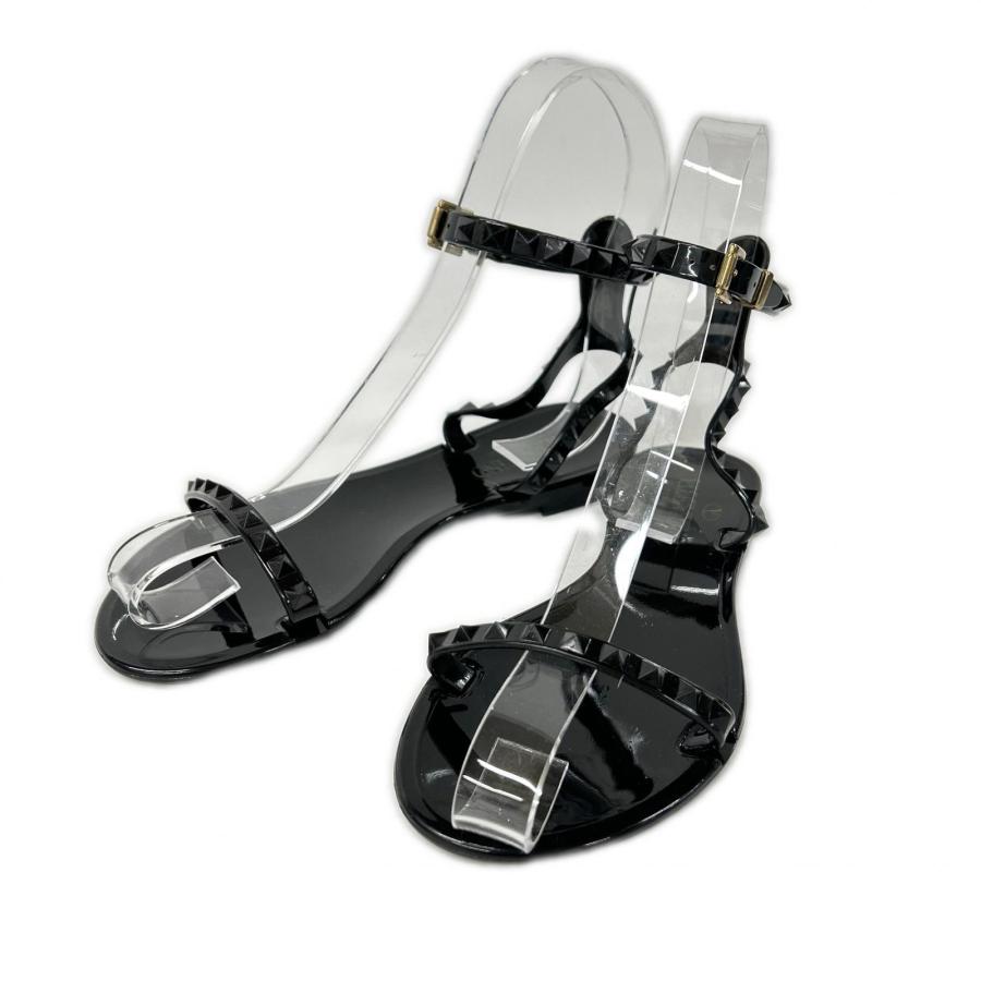 美品 Valentino Garavani ヴァレンティノガラヴァーニ GWS00549 APVP01 ロックスタッズ ストラップ フラット サンダル 35 レディース