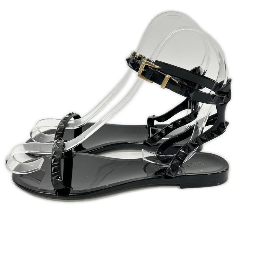美品 Valentino Garavani ヴァレンティノガラヴァーニ GWS00549 APVP01 ロックスタッズ ストラップ フラット サンダル 35 レディース
