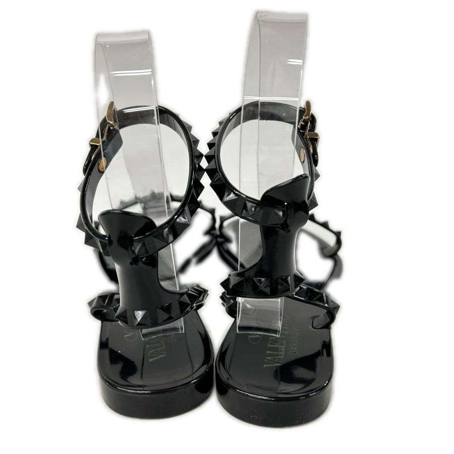 美品 Valentino Garavani ヴァレンティノガラヴァーニ GWS00549 APVP01 ロックスタッズ ストラップ フラット サンダル 35 レディース