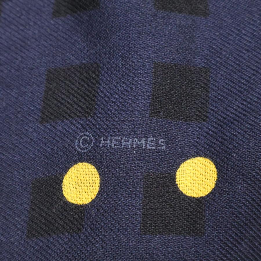 HERMES ドット柄 カシミヤシルク　ショール 美品 HERMES エルメス ドット柄 カシミヤ/シルク ストール レディース