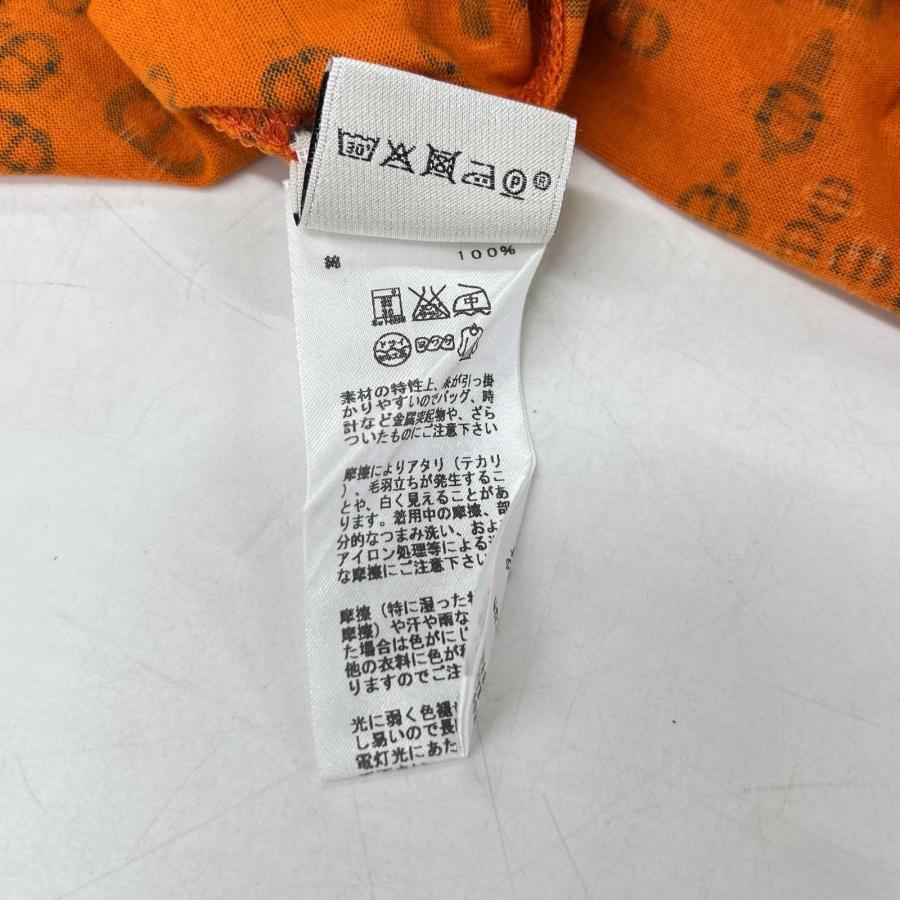 HERMES エルメス オレンジ シェーヌダンクル柄 コットン Tシャツ XL