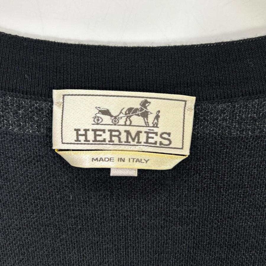 HERMES エルメス ブラック シェーヌダンクル ニットベスト XL ベスト