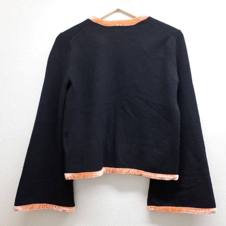 MYLAN マイラン カシミヤ混 ベルスリーブ ベロアパイピング ノーカラー  