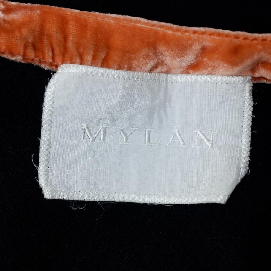 MYLAN マイラン カシミヤ混 ベルスリーブ ベロアパイピング ノーカラー  