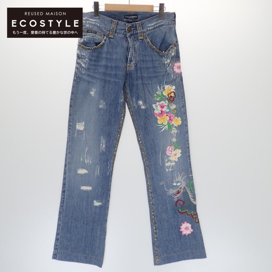 DOLCE&GABBANA ドルチェ&ガッバーナ 刺繍デニムパンツ 44