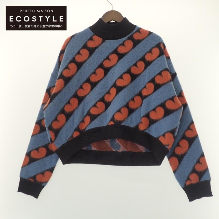 美品/国内正規 MARNI マルニ ハートデザイン モヘア混 ハイネック  