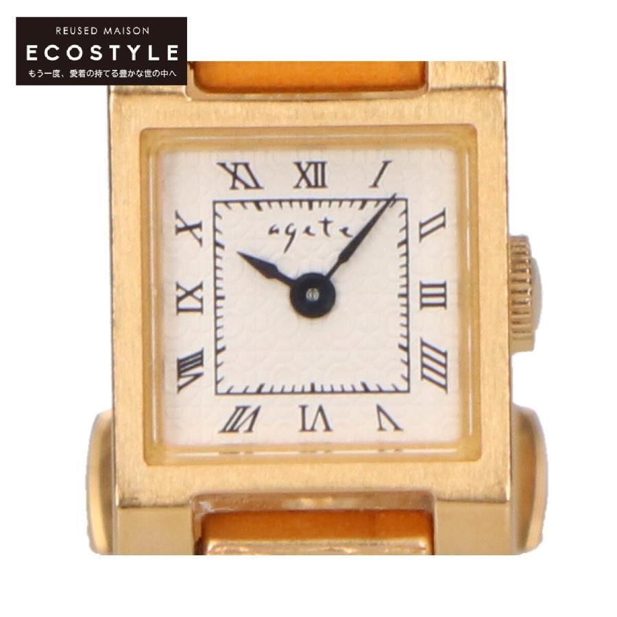 agete（アガット） 1306 スクエア クオーツ 腕時計 ゴールド