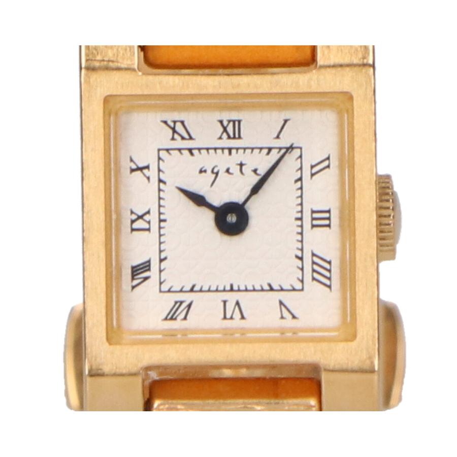 agete アガット 1306 スクエア クオーツ 腕時計 ゴールド