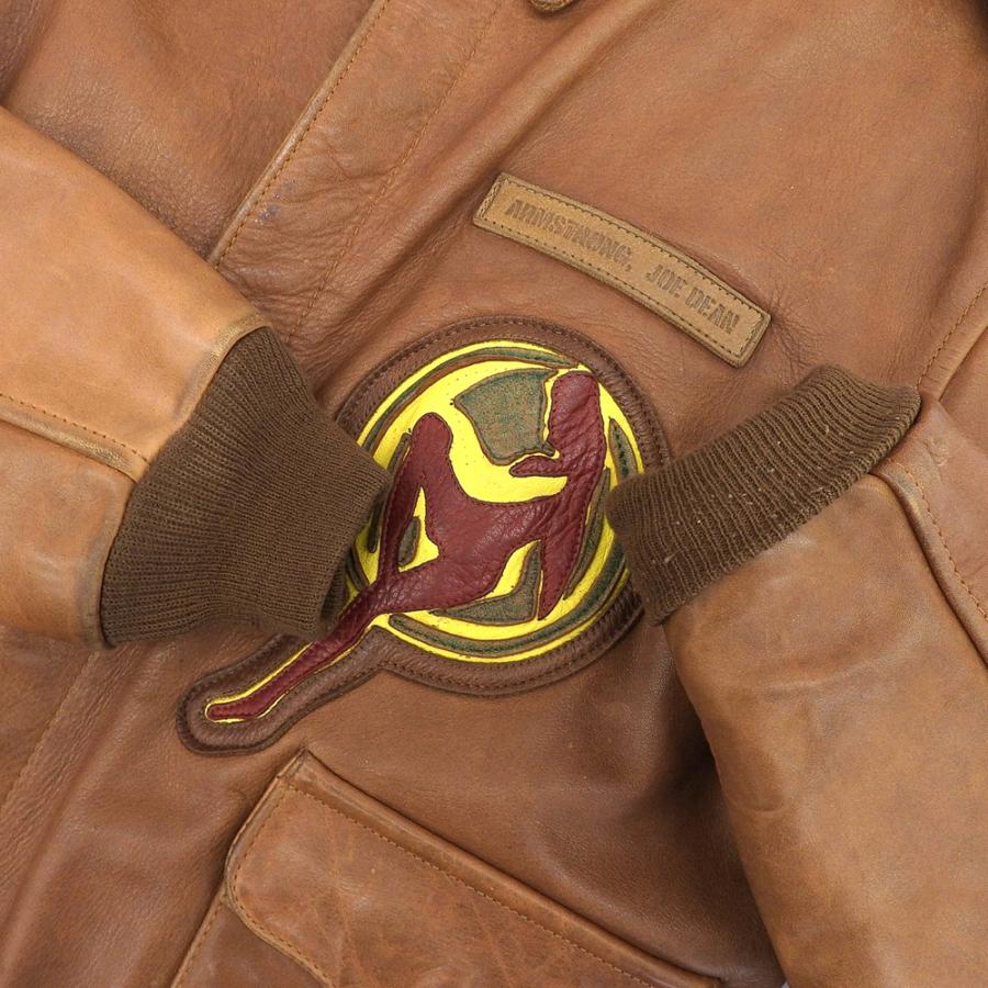 美品 AVIREX LTD 米国製 A-2 FLYING TIGERS ブラウン AVIREX アビレックス A-2 フライングタイガース フライトレザー