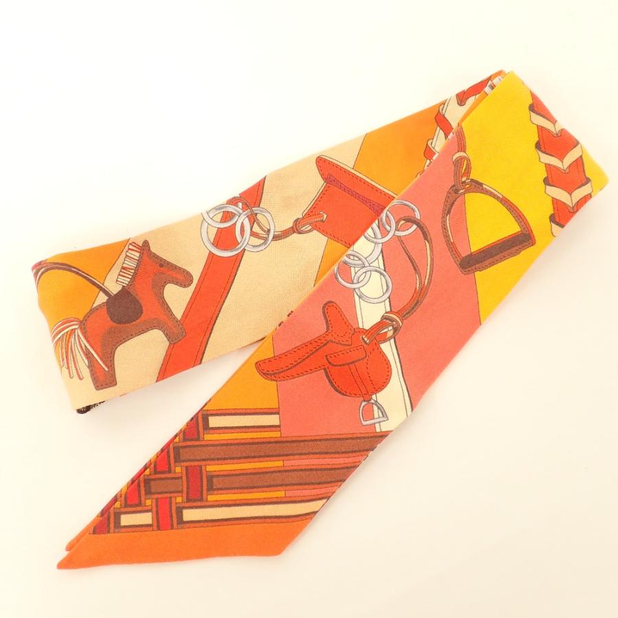 HERMES エルメス ホース/ハット他チャーム柄 シルク100% ツイリー