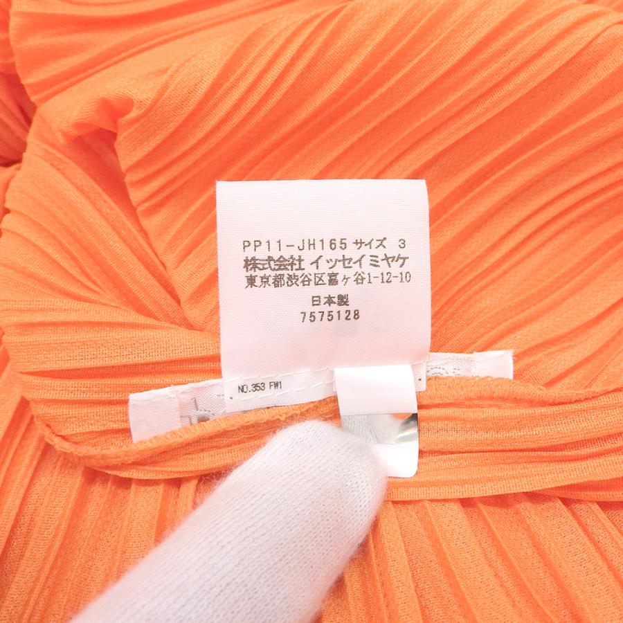 美品PLEATS PLEASE 半袖ブラウストップス横プリーツオレンジ 美品PLEATS PLEASE 半袖ブラウストップス横プリーツオレンジ