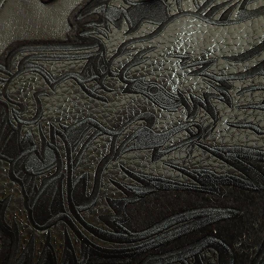 AVIREX（アヴィレックス） ブラック 2161003 ラムスキン ドラゴン刺繍