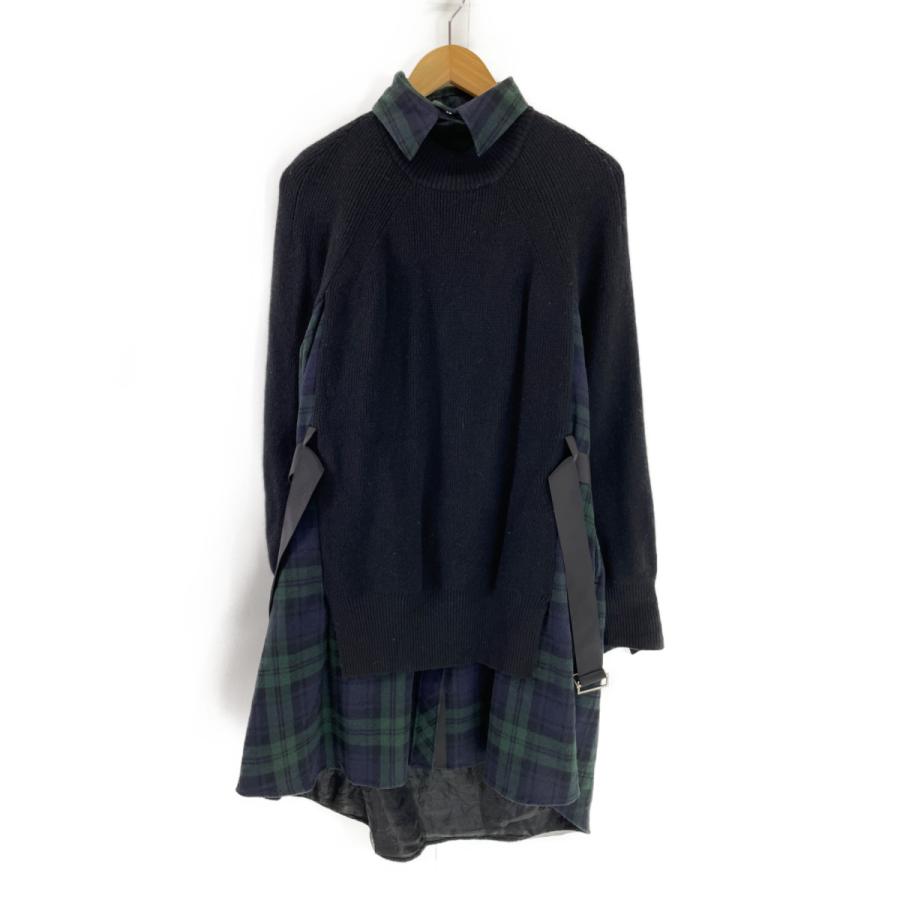 sacai（サカイ） 17-03461 ニット切替 ドッキングワンピース グリーン