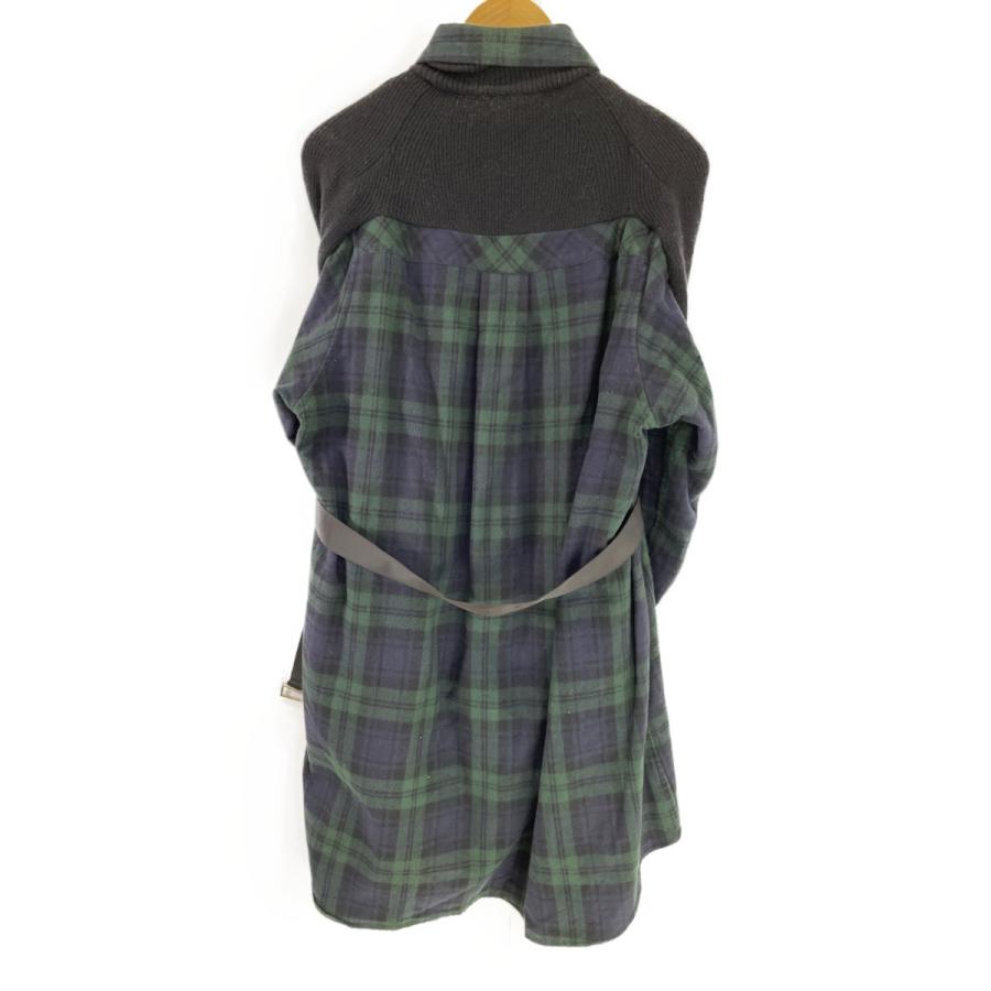 sacai ニット切り替えチェックワンピース半袖