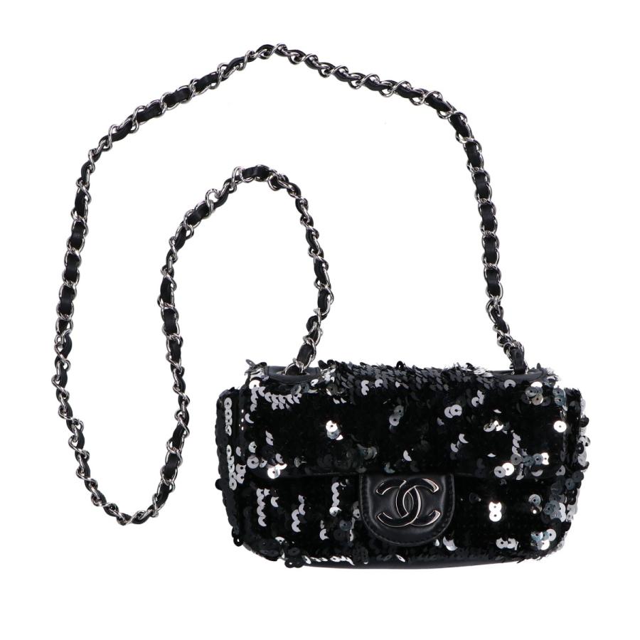 CHANEL 美品/ シャネル ラムスキン スパンコール チェーン ミニ 