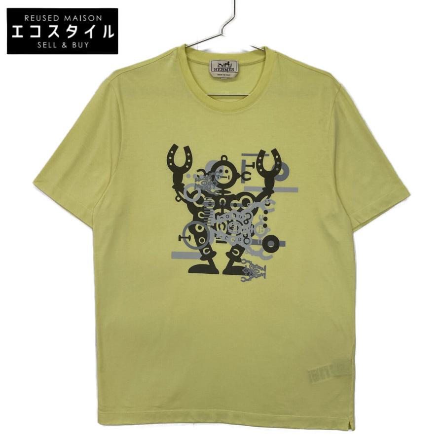 メンズ エルメス ロボット グラフィック Tシャツ ブラック