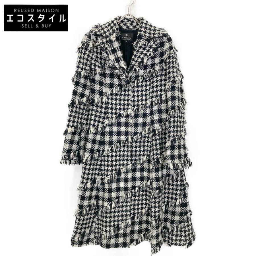 LANVIN（ランバン） ブラック×ホワイト 2605156 千鳥柄 ロングコート 