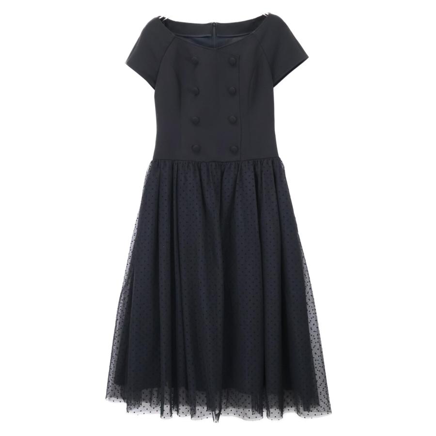 Rene ルネ エリ付き 黒半袖ふんわりワンピース 34 Rene ルネ エリ付き 黒半袖ふんわりワンピース 34 ワンピース