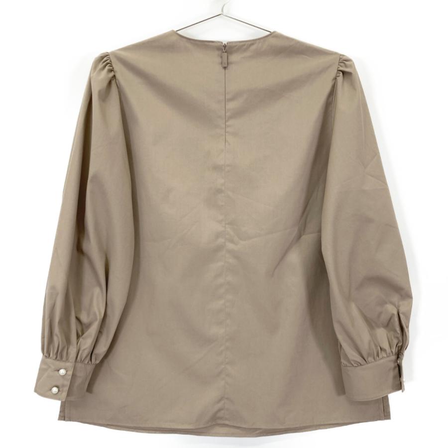 Rene ルネ ブラウン コットン混 5231100 リボン付き バックジップ