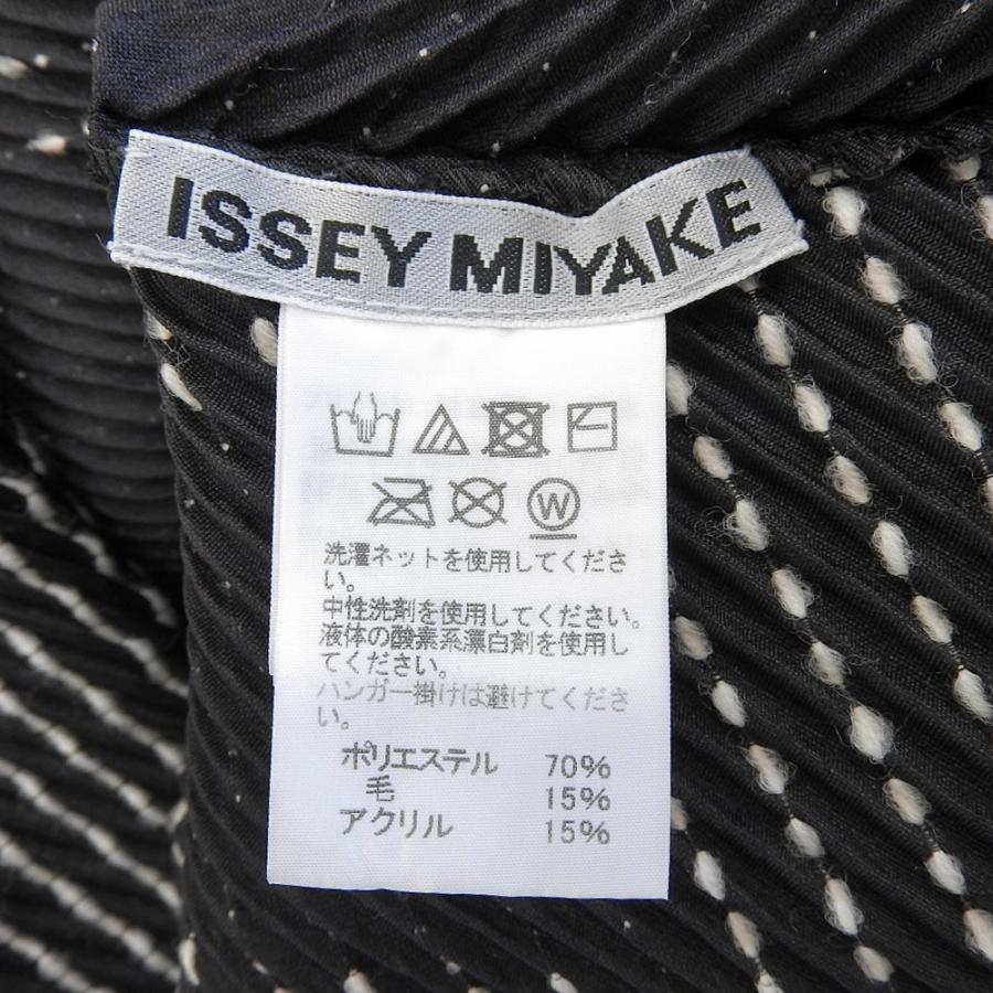 美品 ISSEY MIYAKE イッセイミヤケ ウール混 総柄 ステッチ プリーツ