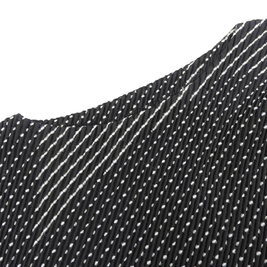 美品 ISSEY MIYAKE イッセイミヤケ ウール混 総柄 ステッチ プリーツ