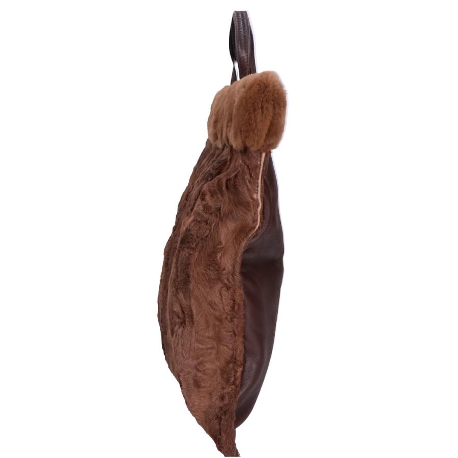 LOEWE（ロエベ） ファーxレザー トートバッグ ブラウン レディース