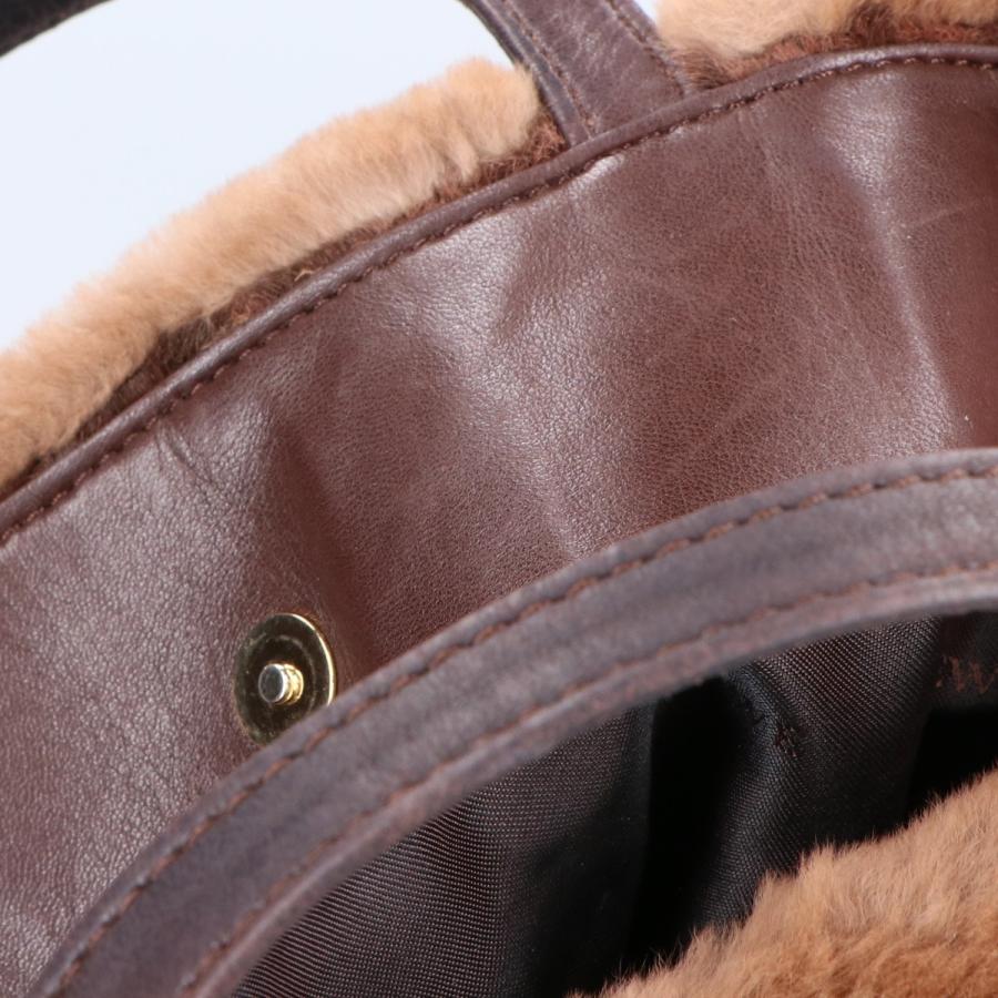 LOEWE ロエベ ファーxレザー トートバッグ ブラウン レディース