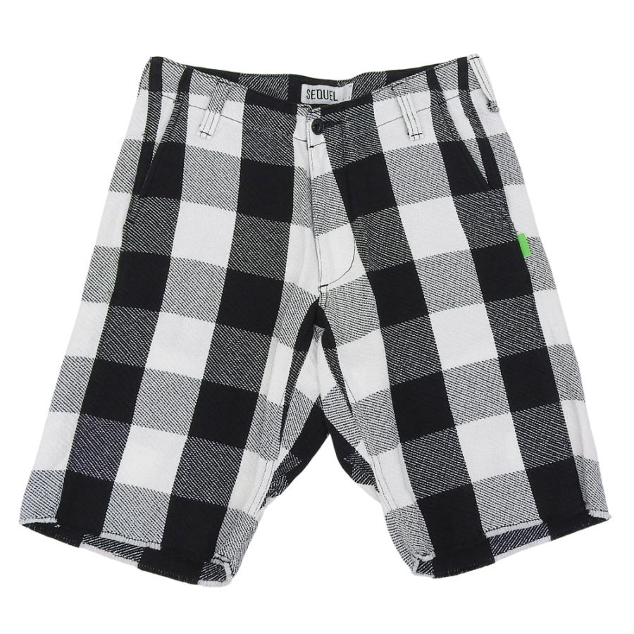 美品 SEQUEL シークエル コットン チェック ハーフパンツ ボトムス 
