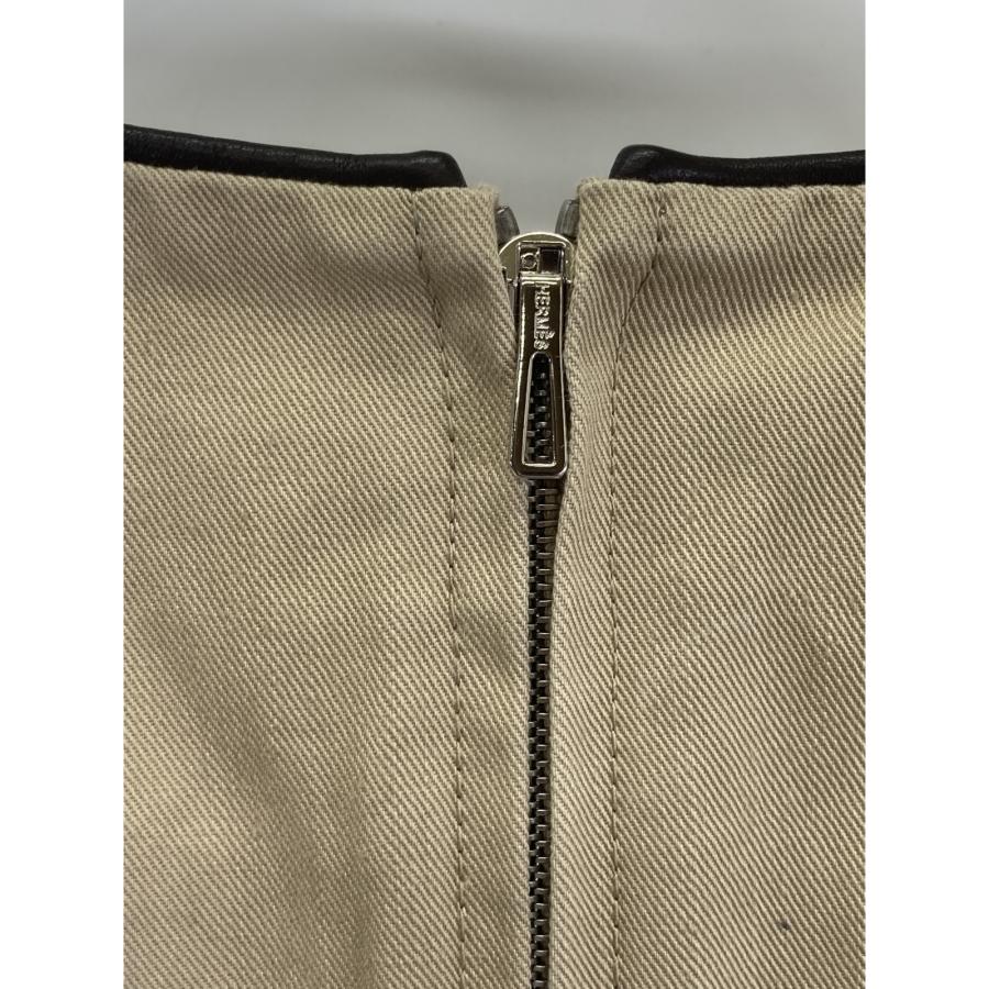 HERMES - エルメス HERMES レザーノースリーブワンピース    レディース 36 新品同様/国内正規 HERMES エルメス レザー/コットン切替 ベルト付