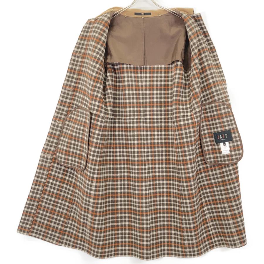 DAKS スプリングコート ベージュ 40 チェック柄 キレイめ 上品 大人 DAKS（ダックス） 美品/ 10-881818 ウール 裏地チェック シングル