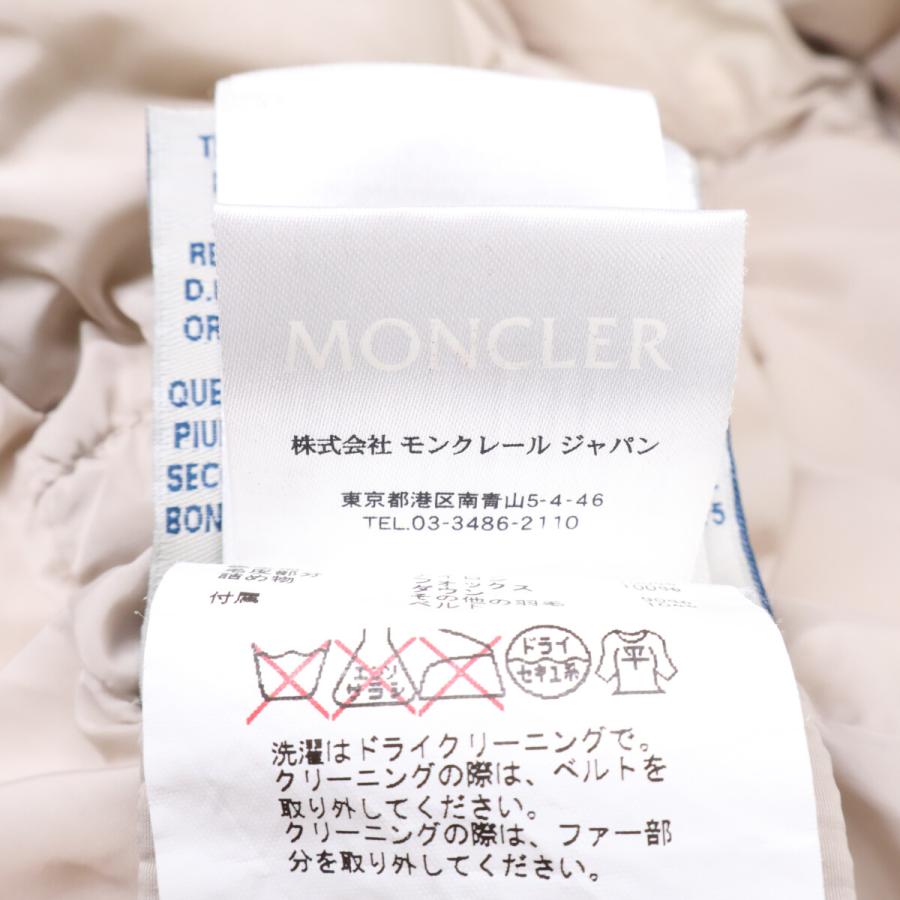 MONCLER モンクレール A20934982025 GENEVRIETTE ベルト/ファー付 フーディダウン コート 00 ベージュ レディースの画像