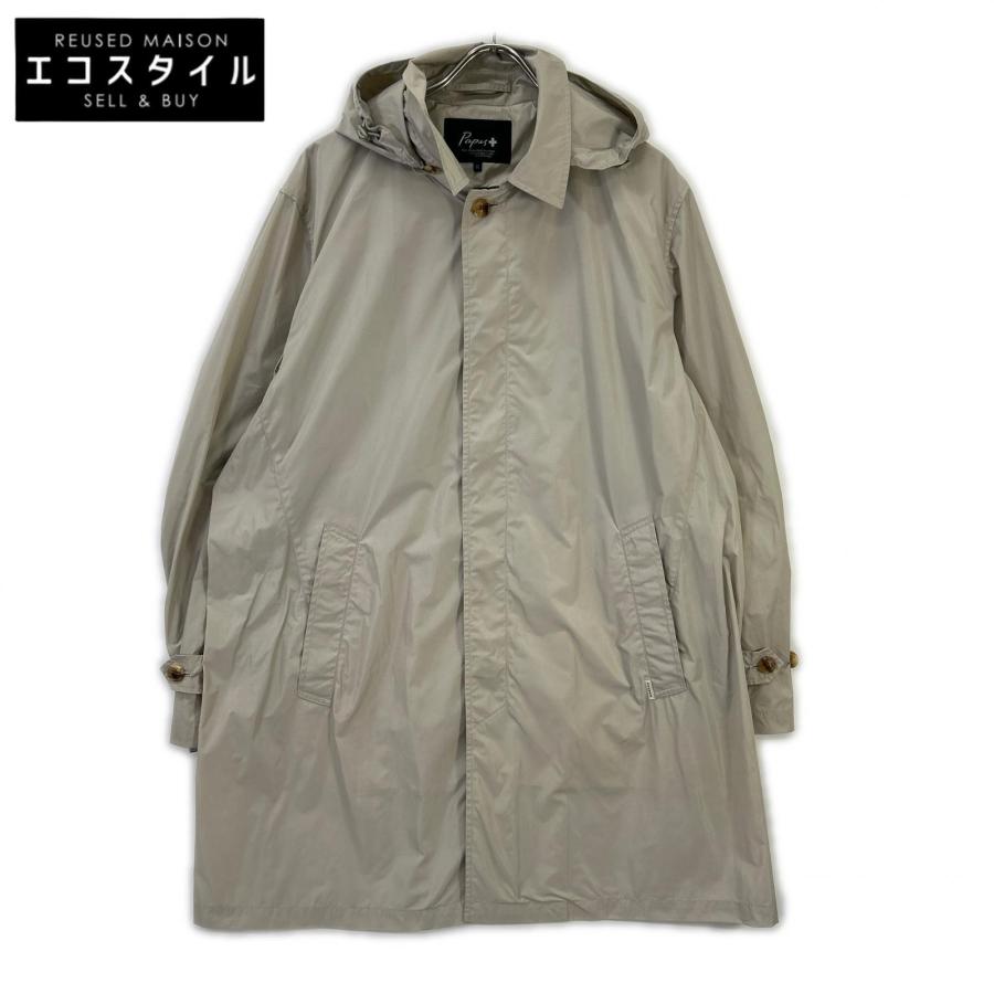 Papas パパス D049AFCH901 アイボリー ナイロン ステンカラー コート LL Papas パパス D049AFCH901 アイボリー ナイロン ステンカラー コート
