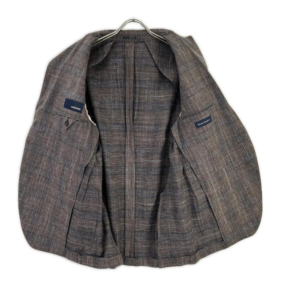 LARDINI ラルディーニ JR0526AQ ブラウン ウールリネンコットン チェック テーラードジャケット 52 LARDINI（ラルディーニ） JR0526AQ ブラウン ウールリネンコットン