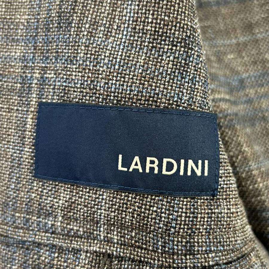 LARDINI ラルディーニ JR0526AQ ブラウン ウールリネンコットン チェック テーラードジャケット 52 LARDINI（ラルディーニ） JR0526AQ ブラウン ウールリネンコットン
