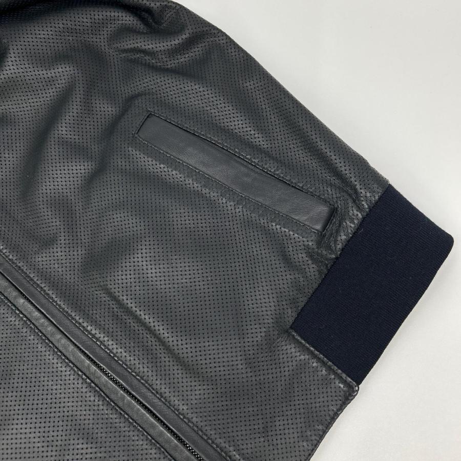 EMMETI エンメティー ブラック パンチング レザー ジャケット 50