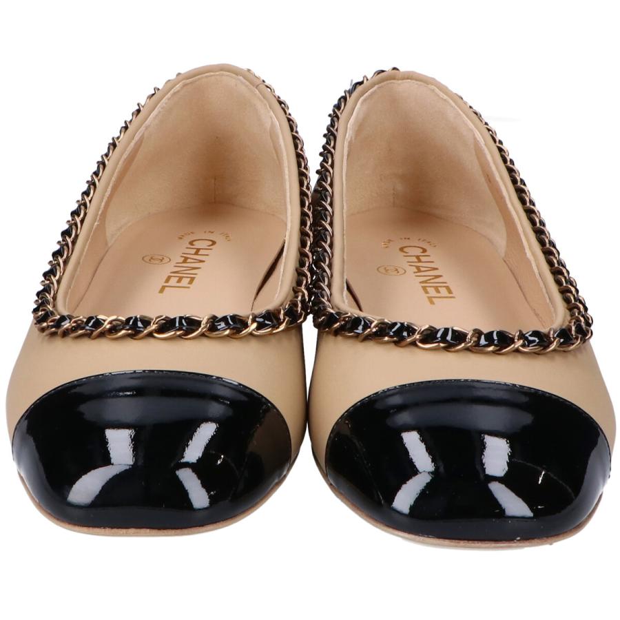CHANEL ローファー38 チェーンパテントレザー