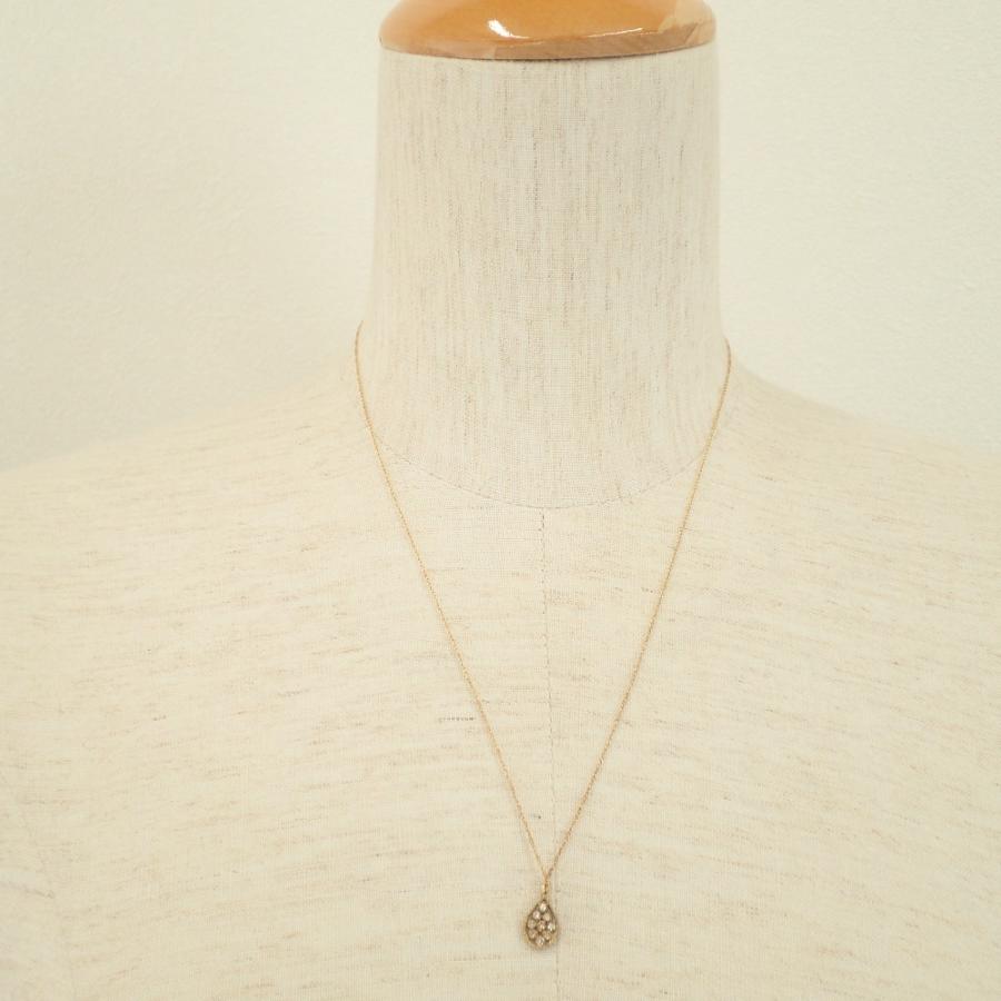 noguchi ノグチ K10刻印 9Pダイヤモンド ティアドロップ ネックレス 