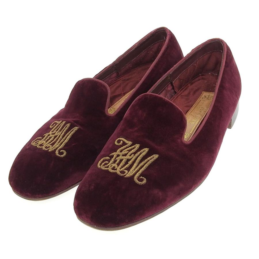 JOHN LOBB 美品 ジョンロブ 刺繍デザイン ベルベット スリッポン JOHN LOBB 美品 ジョンロブ 刺繍デザイン ベルベット スリッポン