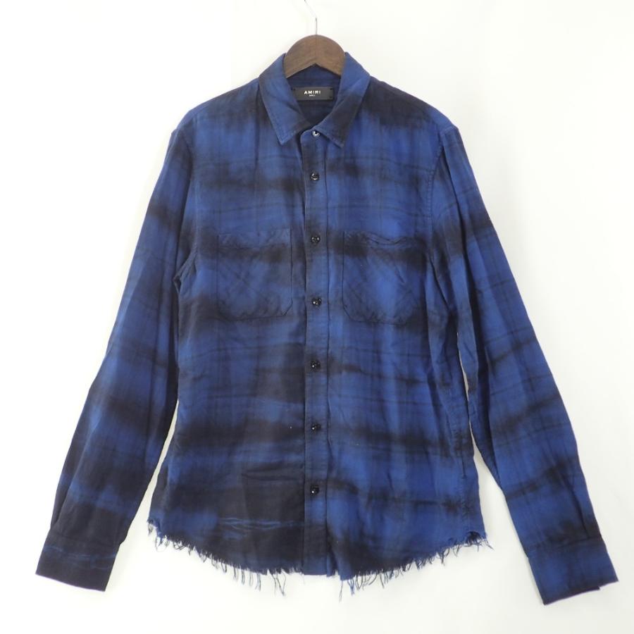 AMIRI アミリ MWLSB-CLP CLOUD SHIRT オンブレチェック 裾カット AMIRI アミリ MWLSB-CLP CLOUD SHIRT オンブレチェック 裾カット