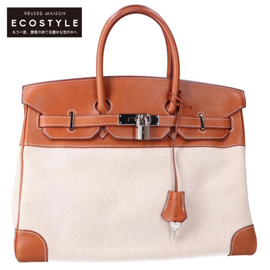 HERMES エルメス バーキン35 □E刻印 トワルアッシュ/バレニア SV金具