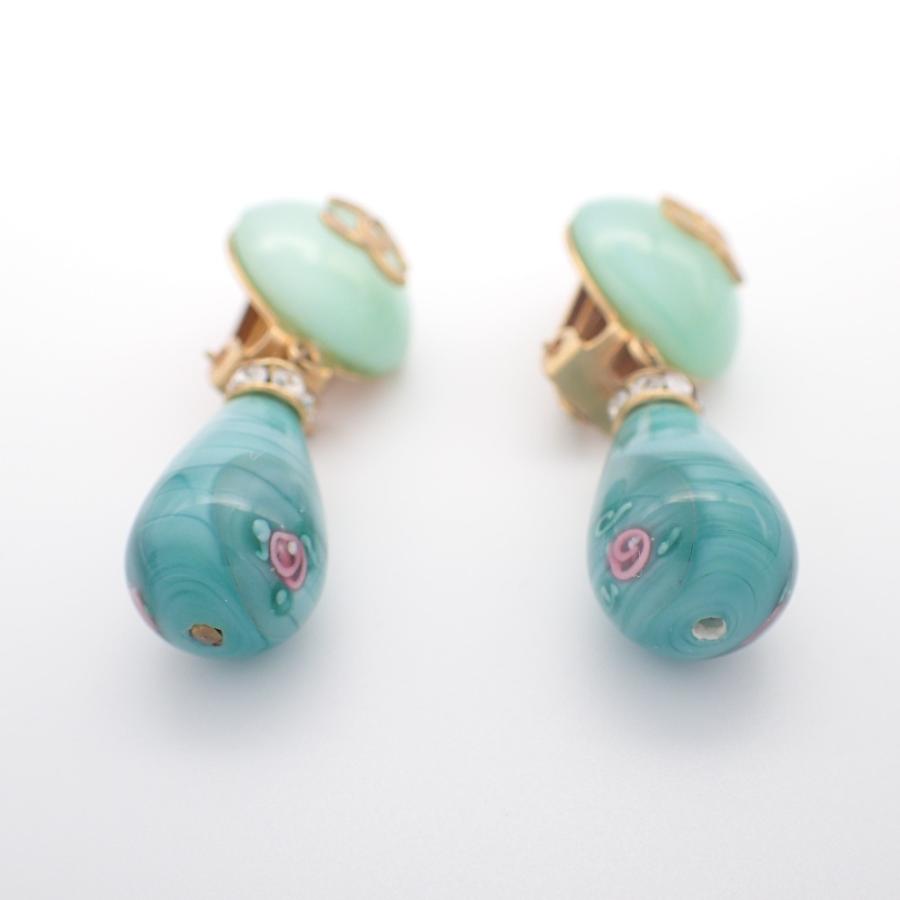CHANEL シャネル 00C ココマークxローズ ドロップ イヤリング 