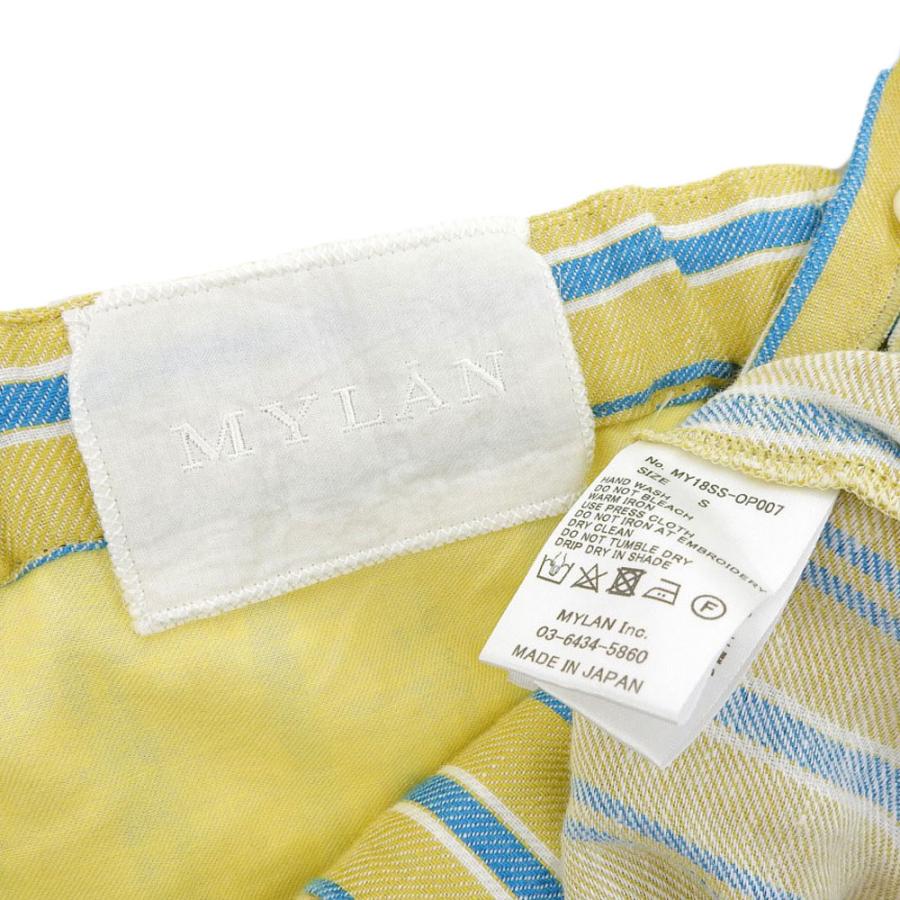 美品 MYLAN マイラン ストライプ リネン ワンピース レディース 黄