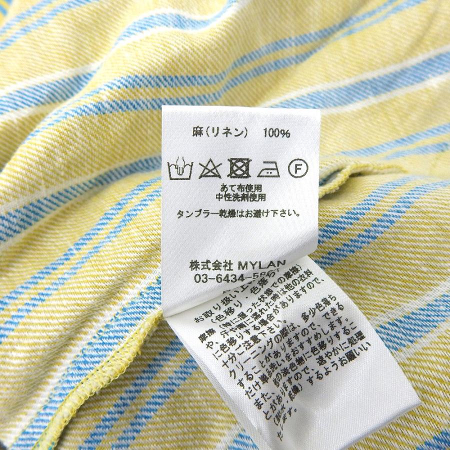 美品 MYLAN マイラン ストライプ リネン ワンピース レディース 黄
