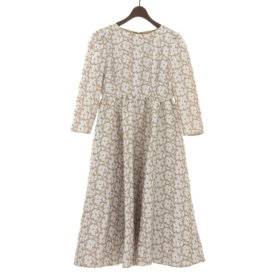 seventen セブンテンバイミホカワヒト　ツートンジャガードフラワーワンピ ツートンジャガードフラワーワンピース/(ライトベージュ) - seventen